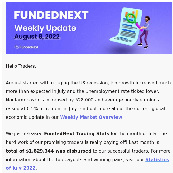 FundedNext July Statistics, Market Update, and more
