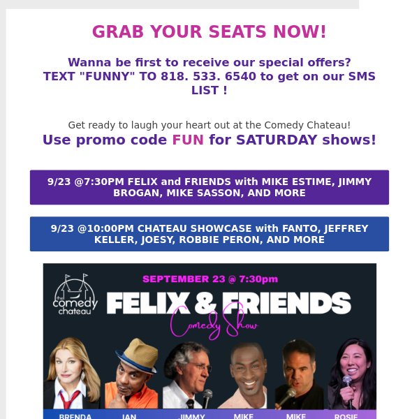 Reserve your FREE tickets for ALL STAR comedy tonight!