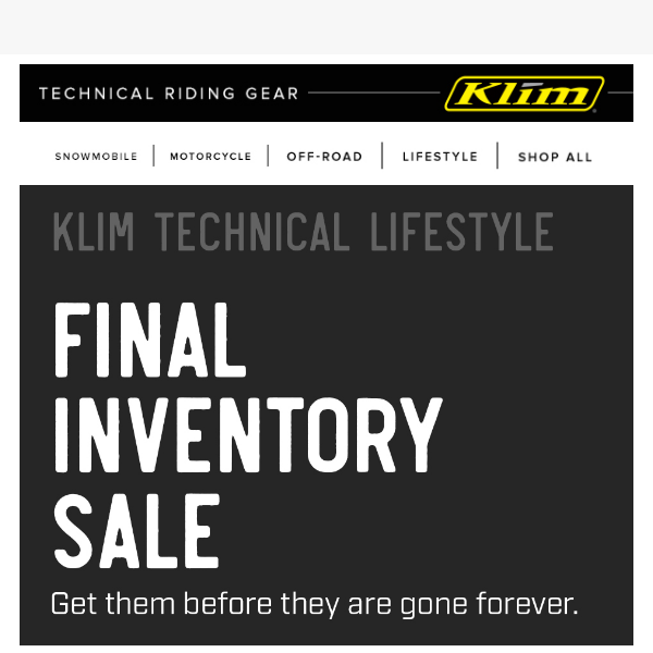 Final Inventory - Non Current Highline Collection Save 40%