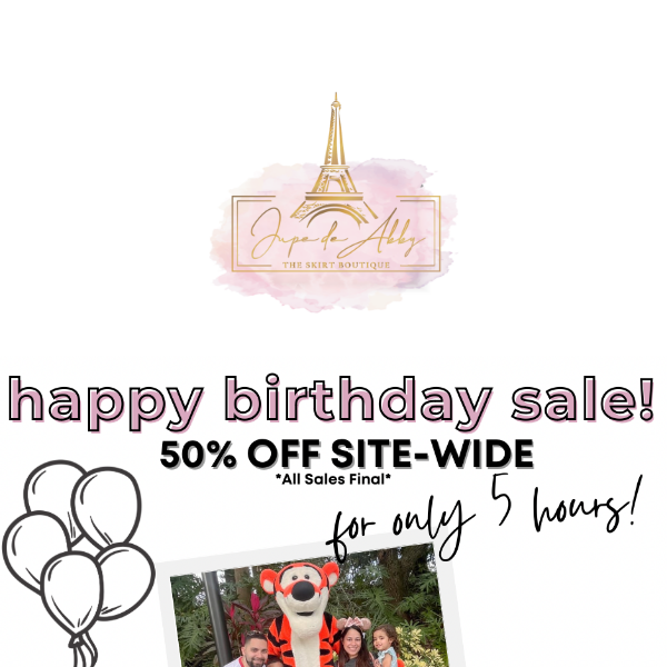 50% Off Site-wide for ONLY 5 Hours!