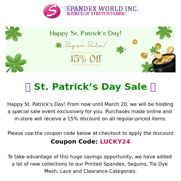 St. Patrick’s Day Sale 15% OFF 🌟