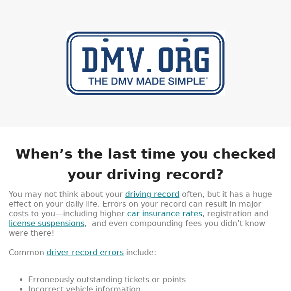 Have you checked your driving record lately?