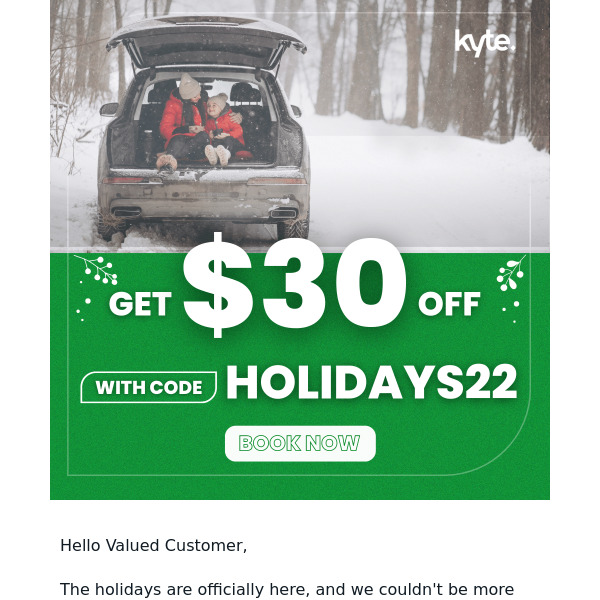 The holidays are here! 🎁 Visit family with Kyte (and save some $)