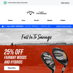 Starts Today: 15% Irons, 20% Off Drivers & 25% Off Fairways & Hybrids