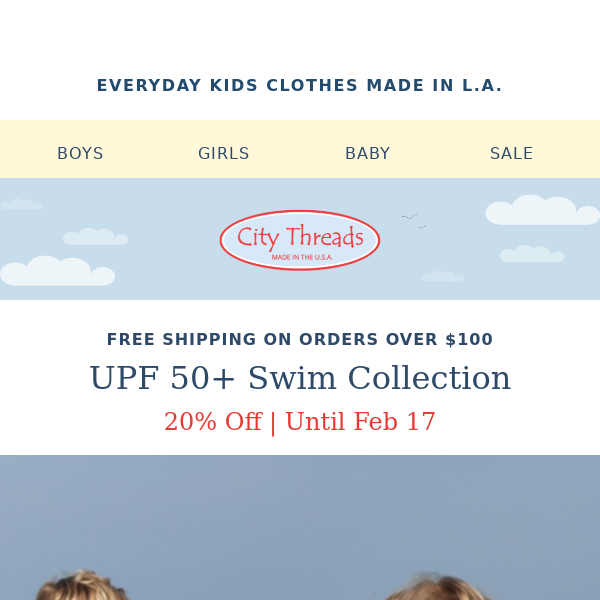 City Threads Don't Miss Our Sale On UPF 50+ Swim + St. Patty's Day Collection