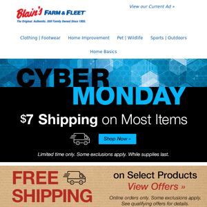 Shop, Click, Save! ☆ Cyber Monday Special Deals + $7 Shipping Offer!