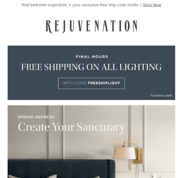 Hurry! Free shipping on lighting ends soon