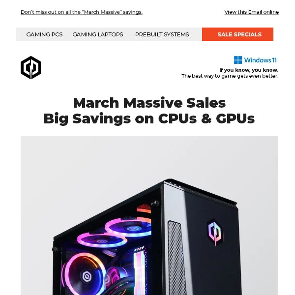 ✔ March Massive Gaming PC Sale - Extra Rebates on CPUs, GPUs and More