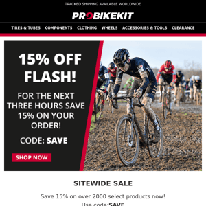 15% Sitewide Flash Sale! 3 Hours only!