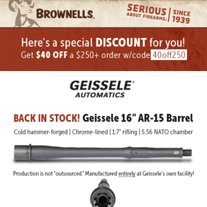 Back in Stock - Geissele AR-15 barrels