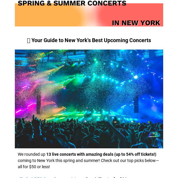 🎤 13 Live Concerts Under $50 in New York