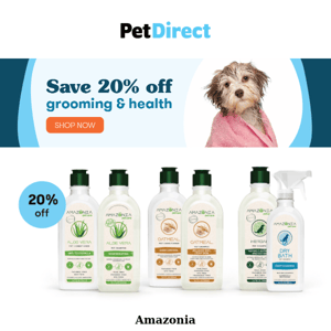 Healthy, happy pets with 20% off Health & Grooming products