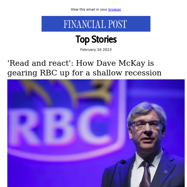 'Read and react': How Dave McKay is gearing RBC up for a shallow recession