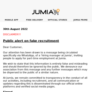 Public Alert on Fake Recruitment