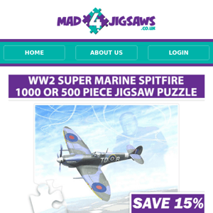 LAST CHANCE! 15% Off This Fabulous Spitfire Jigsaw Puzzle!
