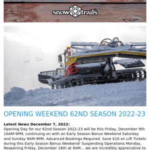 Latest News... This Friday Opening 62nd Season 2022-23