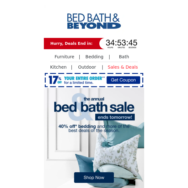 Ending Soon: Our Annual Bed & Bath Sale is Almost Gone 😲