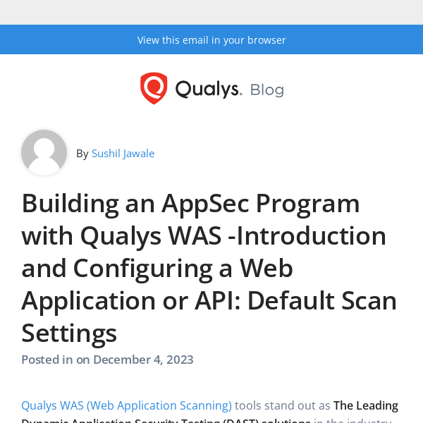 Qualys Web Application Scanning