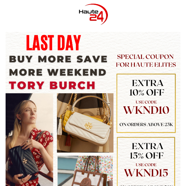 Last Day Tory Burch Extra 20% OFF, Coupon Inside⏳ - Haute24