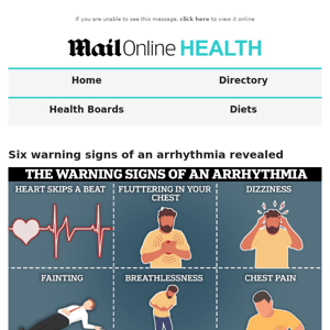 Six warning signs of an arrhythmia revealed 