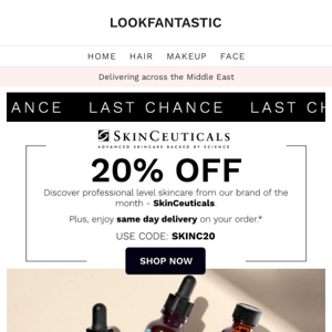 LAST CHANCE: 20% Off SkinCeuticals 🤍
