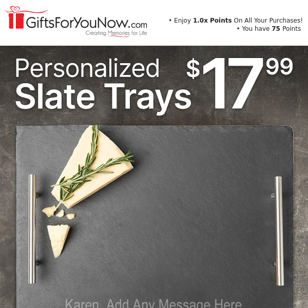 $17.99 Personalized Slate Serving Trays | Save Over 60%