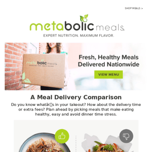 Metabolic Meals vs. Restaurant Delivery🥡