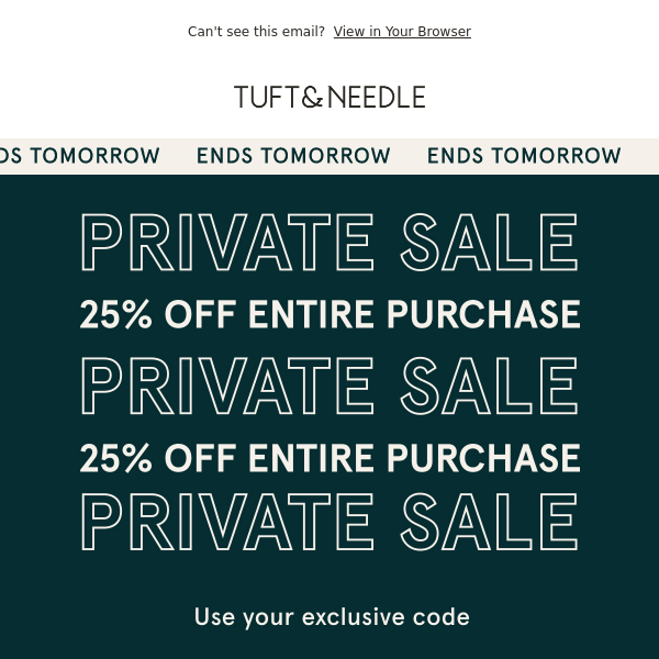 Private Sale ENDS TOMORROW