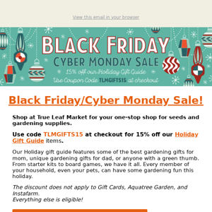 🏷️ Shop Black Friday & Cyber Monday Sale  | True Leaf Market