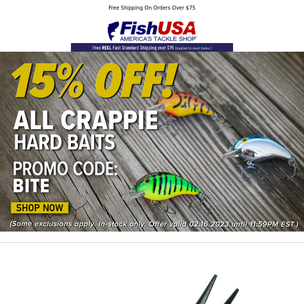 15% Off Crappie Hard Baits is Ending Soon!
