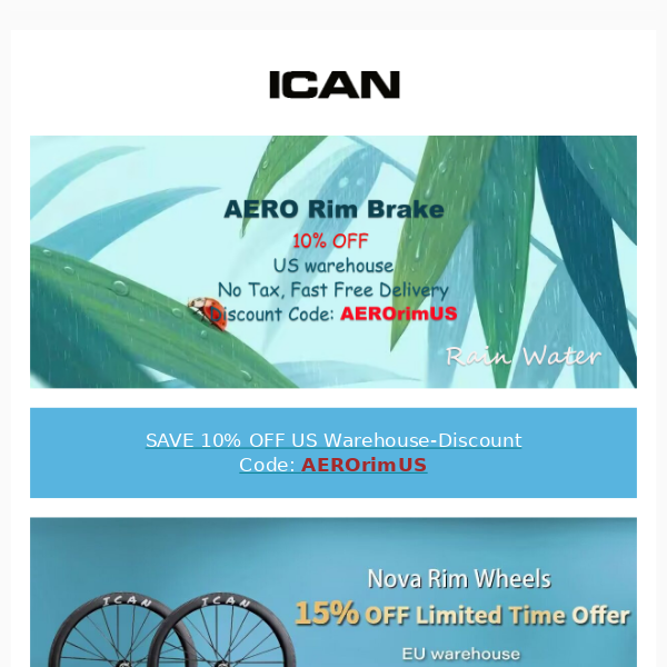 ICAN Rain Water Sales! UP TO 15%OFF!