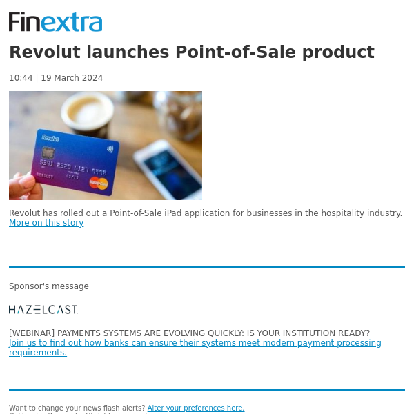 Finextra News Flash: Revolut launches Point-of-Sale product