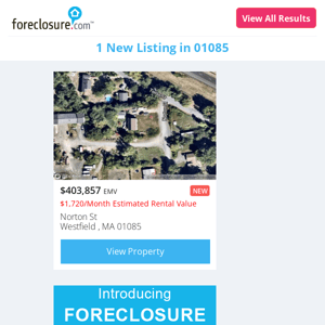 1 New Foreclosures in 01085