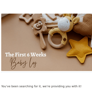The First Six Weeks Baby Log Book NOW AVAILABLE!