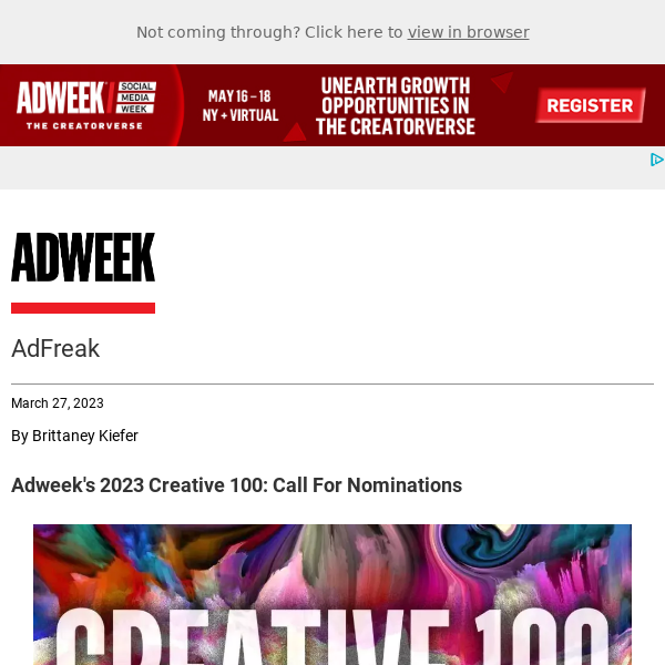 Adweek's Creative 100: 2023's Most Innovative Talents