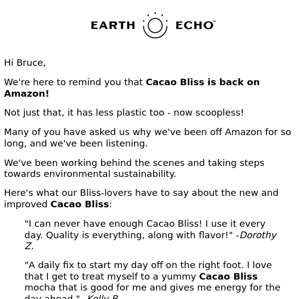 The Wait is Over: Cacao Bliss Is Back On Amazon!