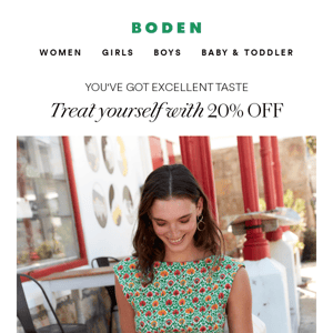 Get 20% off at Boden