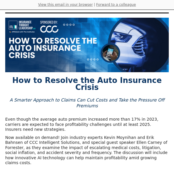 On-Demand: Resolve The Auto Insurance Crisis Now!