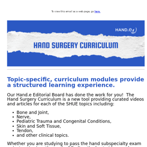 New Curated Hand Surgery Curriculum Modules