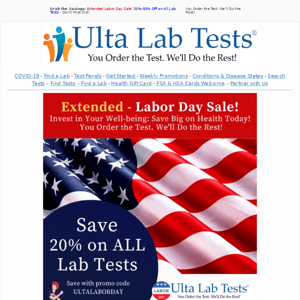 📣  Save 20% to 50% on ALL tests! 🇺🇸 With our Extended Labor Day Sale. You spoke and we listened.