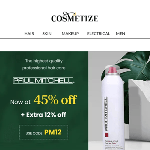 Valid Today: Paul Mitchell Up to 45% OFF + Extra 12% off