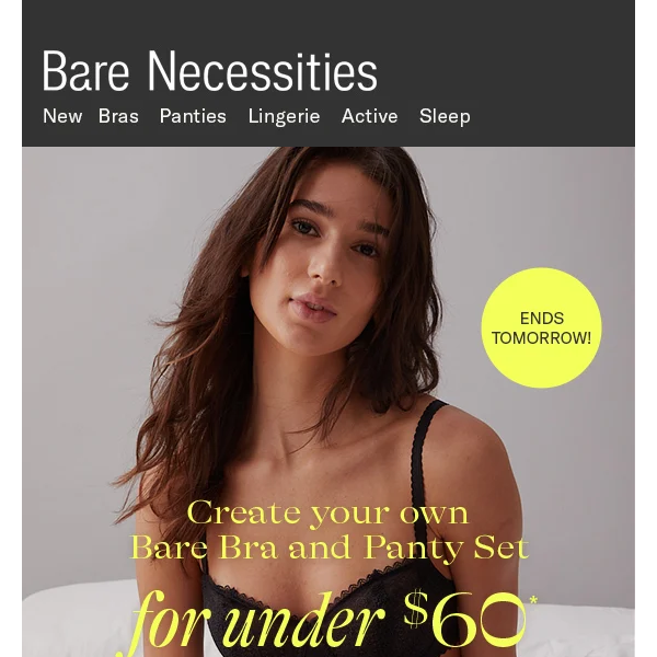 Ends Tomorrow: Choose A Bare Bra + Panty, And Get The Set For Under $60