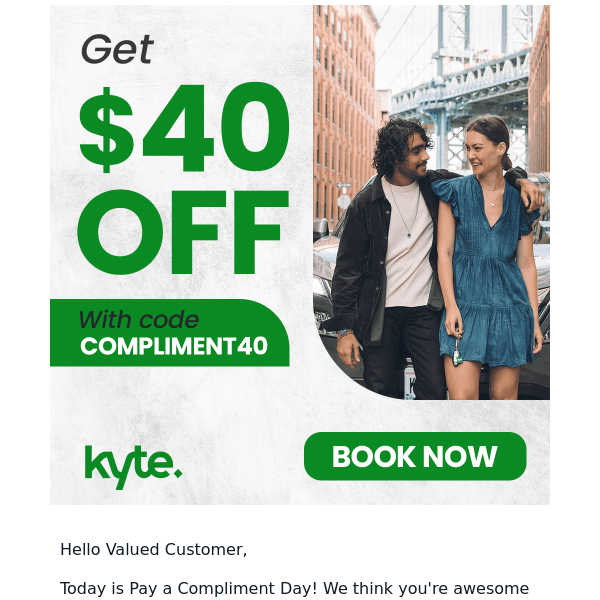 Save $40 (and pay someone a compliment!)