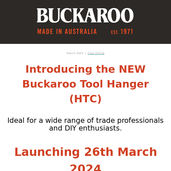 ✨ New Product: Buckaroo Tool Hanger Available 26 March!