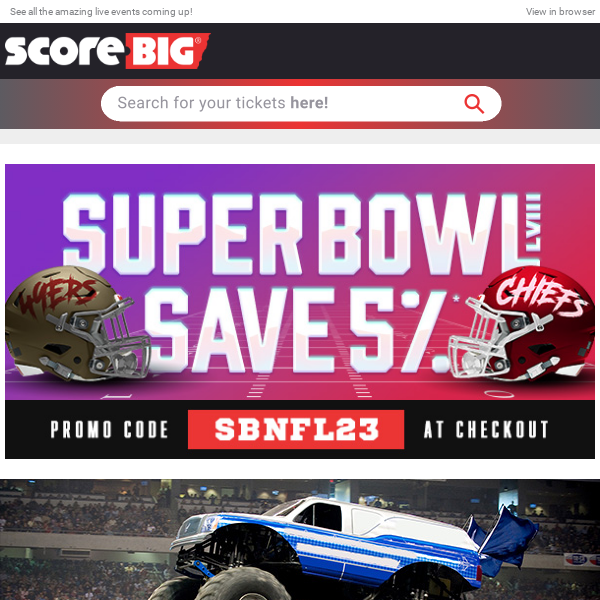 Save On Super Bowl LVIII Tickets Now! / Monster Jam / The Doobie Brothers / Katt Williams / Avril Lavigne / And More!