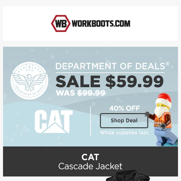 DOD: 40% off CAT jackets are nearly gone! ➡