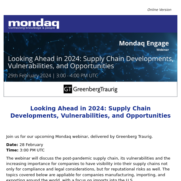 Looking Ahead in 2024: Supply Chain Developments, Vulnerabilities, and Opportunities