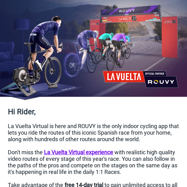 Ride La Vuelta Virtual with ROUVY