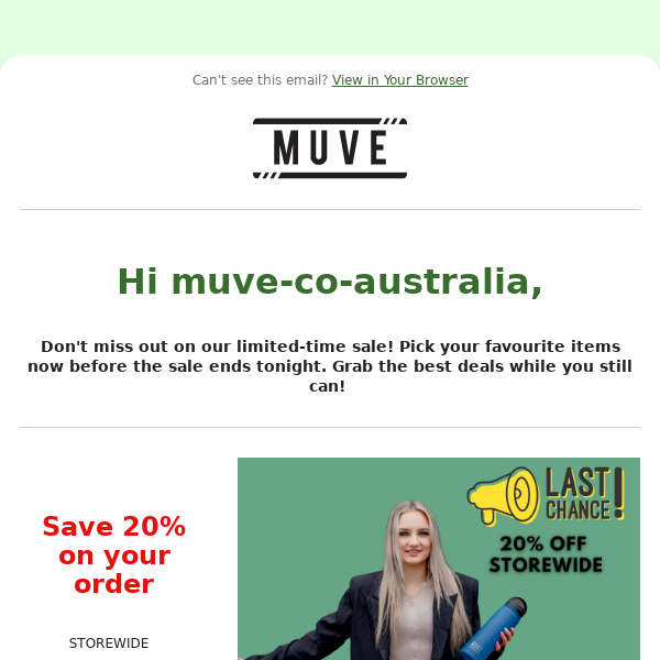Last Chance to Shop MUVE's May Sale! 🚨