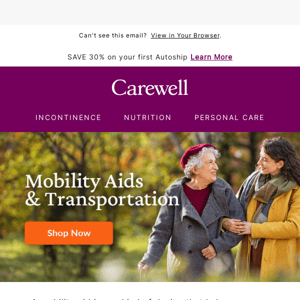 Mobility aids & transportation: Canes, walkers, and wheelchairs